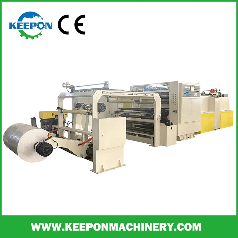 Keepon Automatic Jumbo Label Stock Paper Roll Sheeter Rotary Paper Sheeting Machine Roll to Sheet Cross Cutting Machine Price